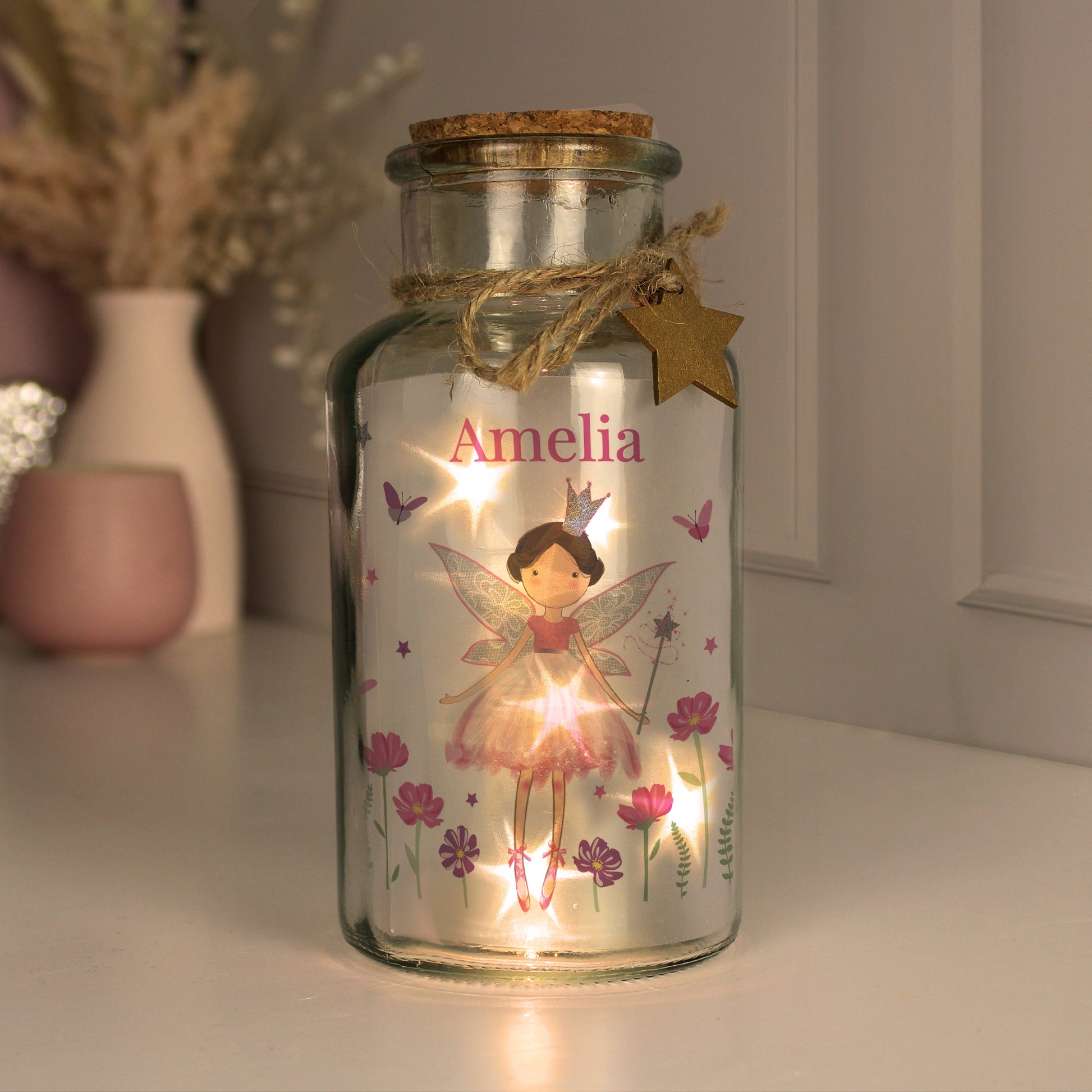 Personalised Fairy Princess LED Glass Jar – Girls Bedroom Night Light Gift - image 2