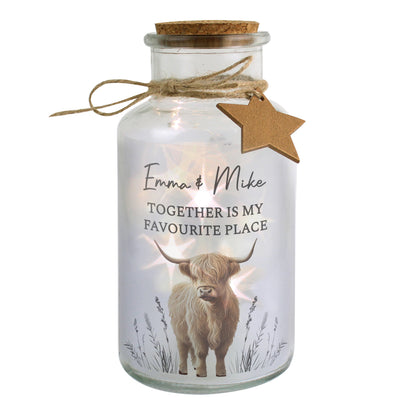 Personalised Highland Cow LED Light Up Jar – Glowing Glass Home Gift - image 5