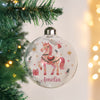 Personalised Unicorn Christmas Glass Bauble – Magical Children's Christmas Tree Gift