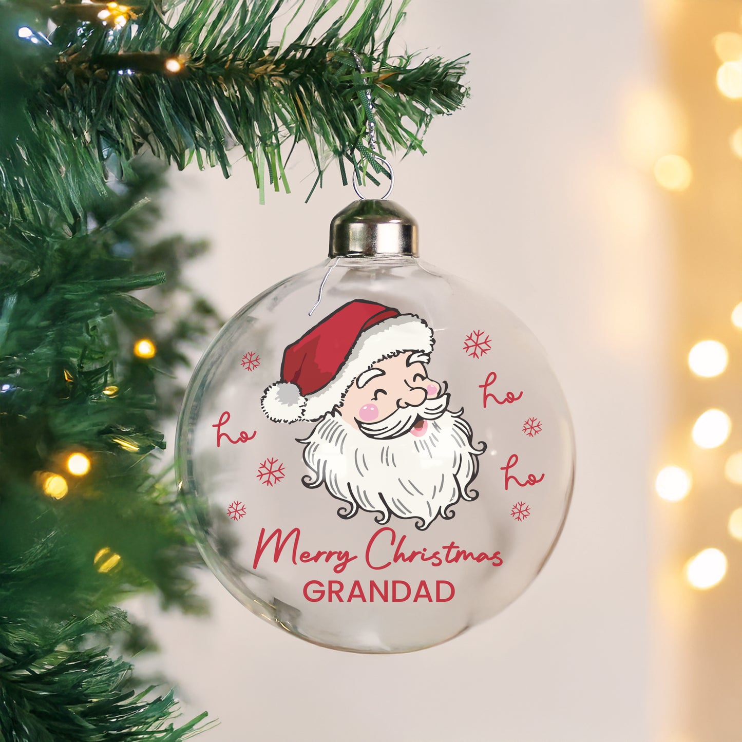 Personalised Santa Glass Christmas Bauble – Christmas Tree Keepsake Gift