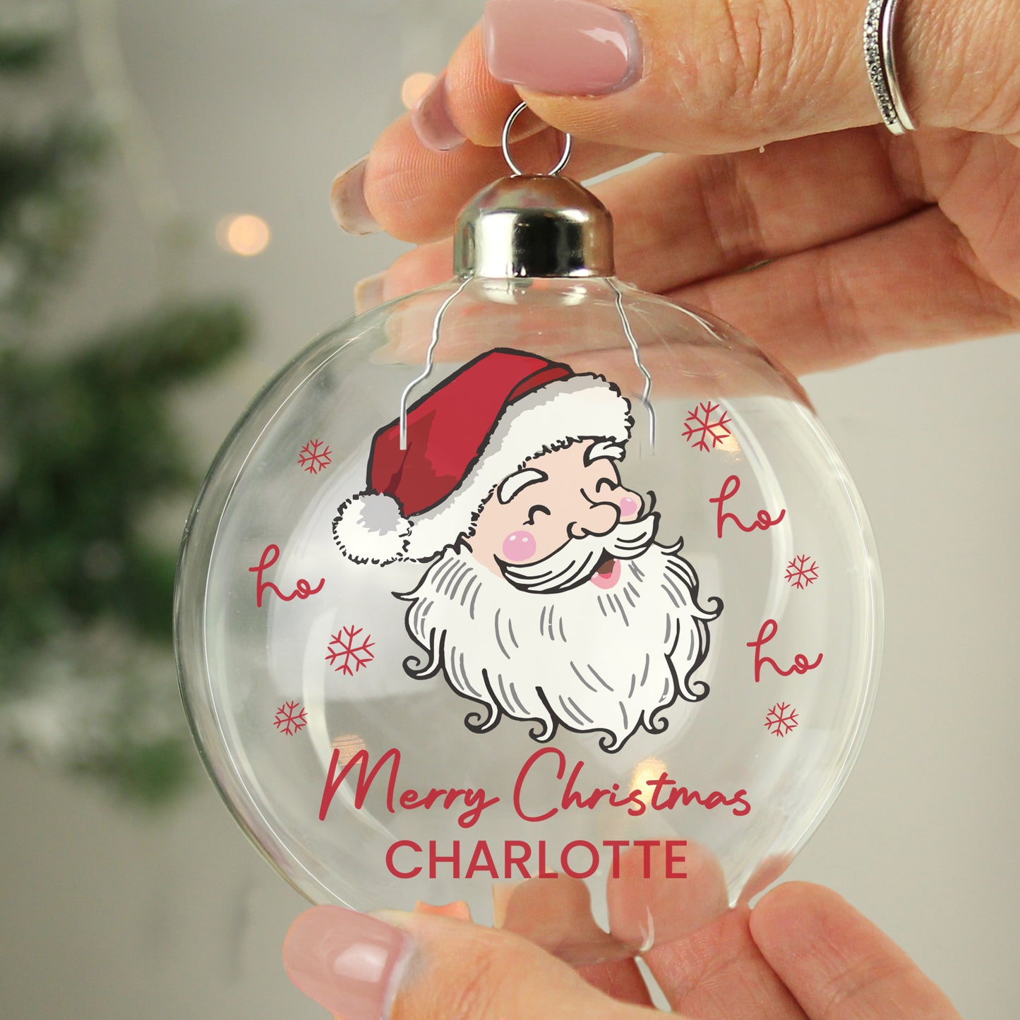 Personalised Santa Glass Christmas Bauble – Christmas Tree Keepsake Gift - image 2