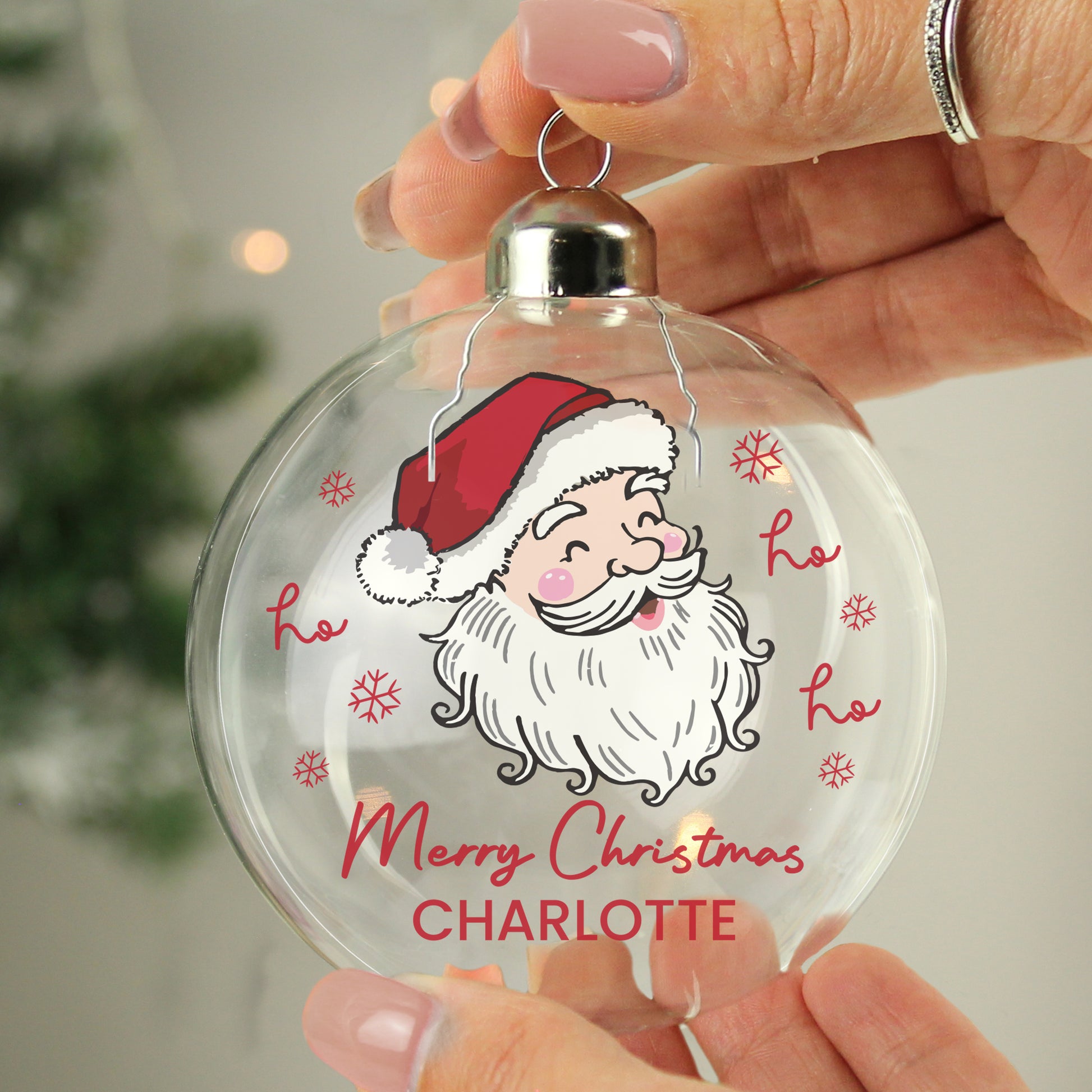 Personalised Santa Glass Christmas Bauble – Christmas Tree Keepsake Gift - image 2