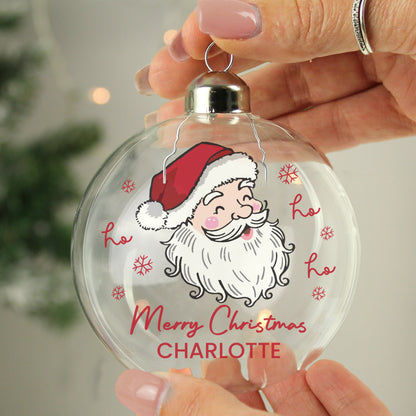 Personalised Santa Glass Christmas Bauble – Christmas Tree Keepsake Gift - image 2