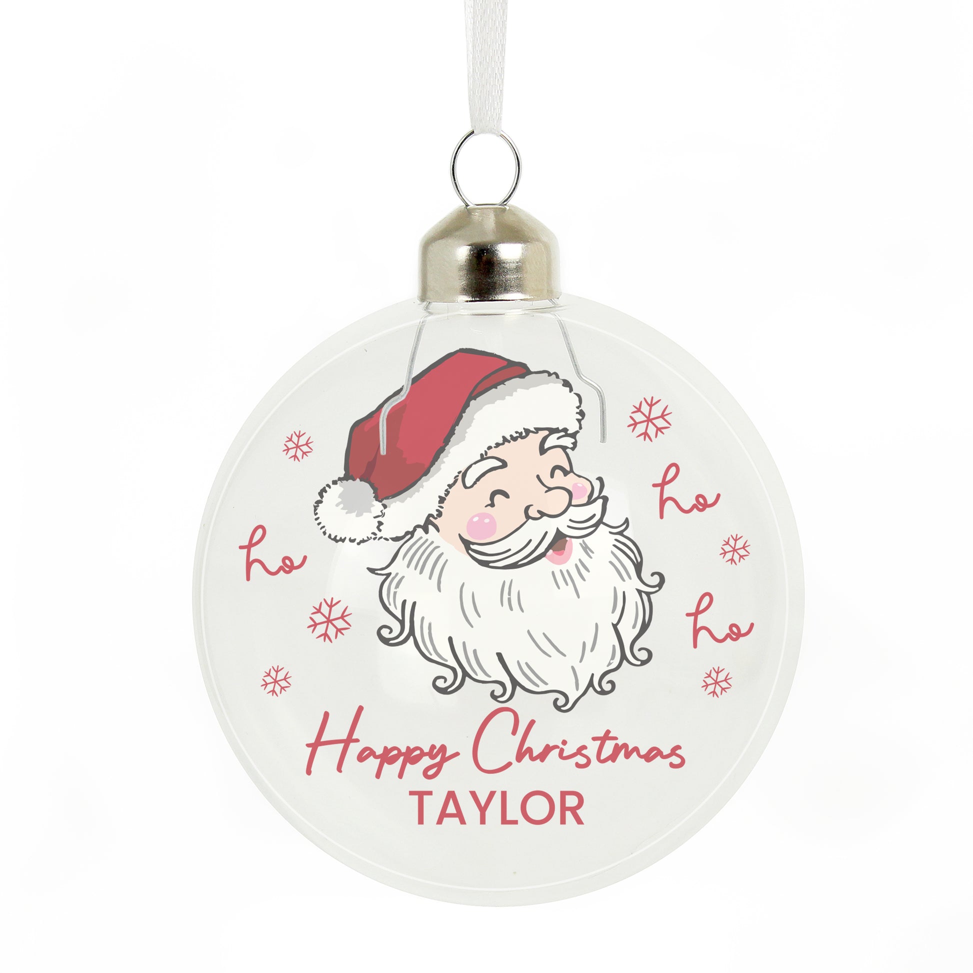 Personalised Santa Glass Christmas Bauble – Christmas Tree Keepsake Gift - image 4