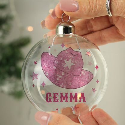 Personalised Cowgirl Hat Christmas Bauble – Unique Christmas Tree Gift - image 2