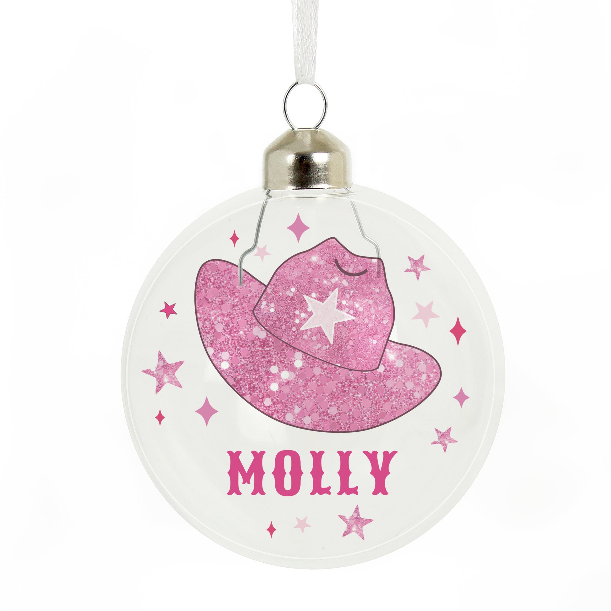 Personalised Cowgirl Hat Christmas Bauble – Unique Christmas Tree Gift - image 4