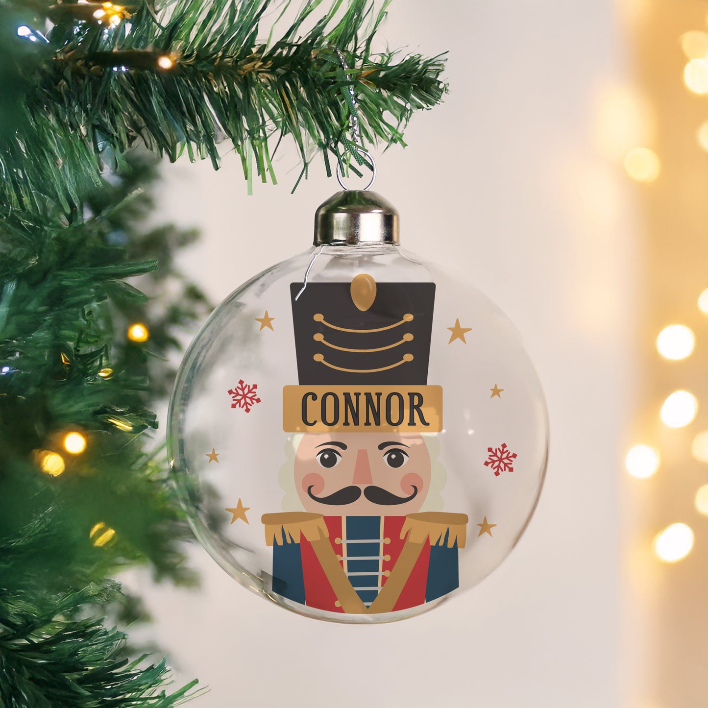 Personalised Nutcracker Christmas Glass Bauble – Christmas Tree Keepsake Gift