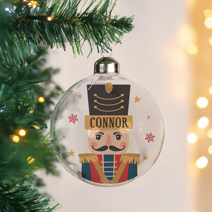 Personalised Nutcracker Christmas Glass Bauble – Christmas Tree Keepsake Gift