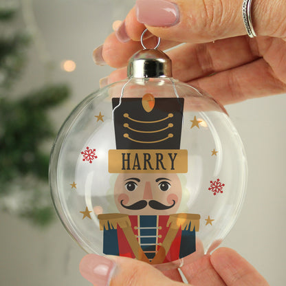 Personalised Nutcracker Christmas Glass Bauble – Christmas Tree Keepsake Gift - image 2