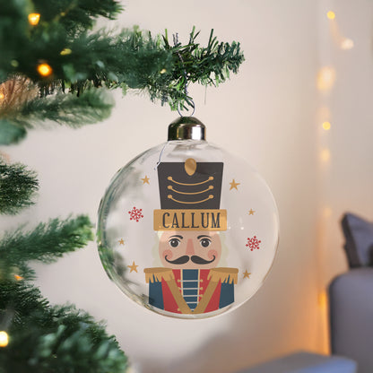 Personalised Nutcracker Christmas Glass Bauble – Christmas Tree Keepsake Gift - image 3