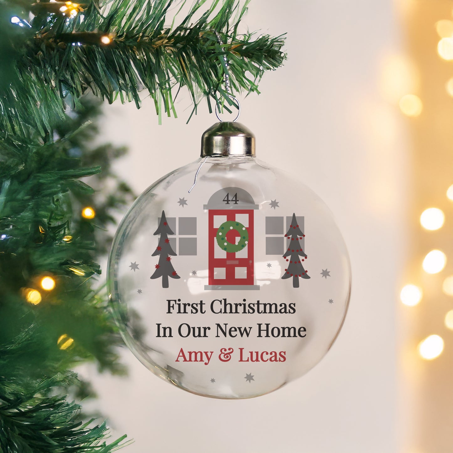 Personalised Home For Christmas Glass Bauble – New Home Christmas Keepsake Gift
