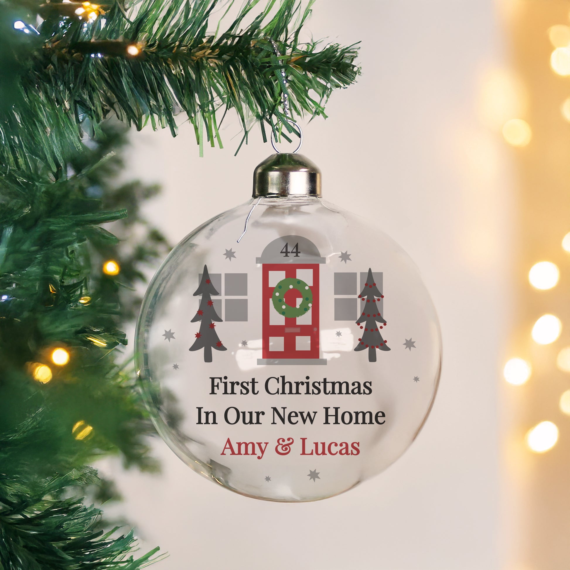 Personalised Home For Christmas Glass Bauble – New Home Christmas Keepsake Gift