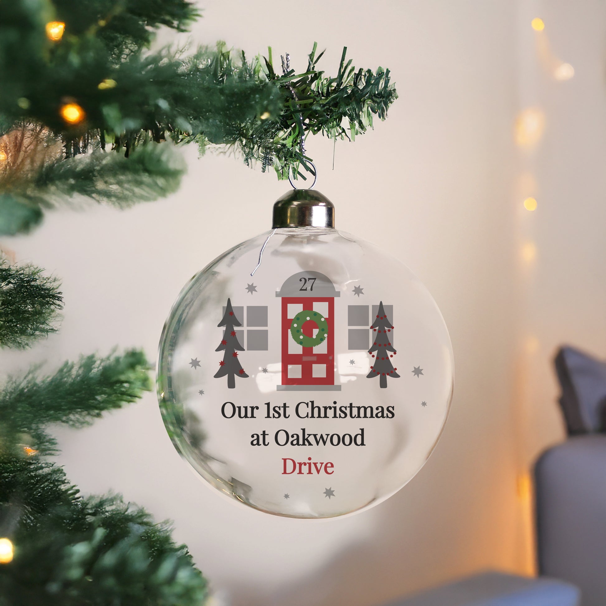 Personalised Home For Christmas Glass Bauble – New Home Christmas Keepsake - image 3