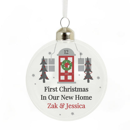 Personalised Home For Christmas Glass Bauble – New Home Christmas Keepsake - image 4