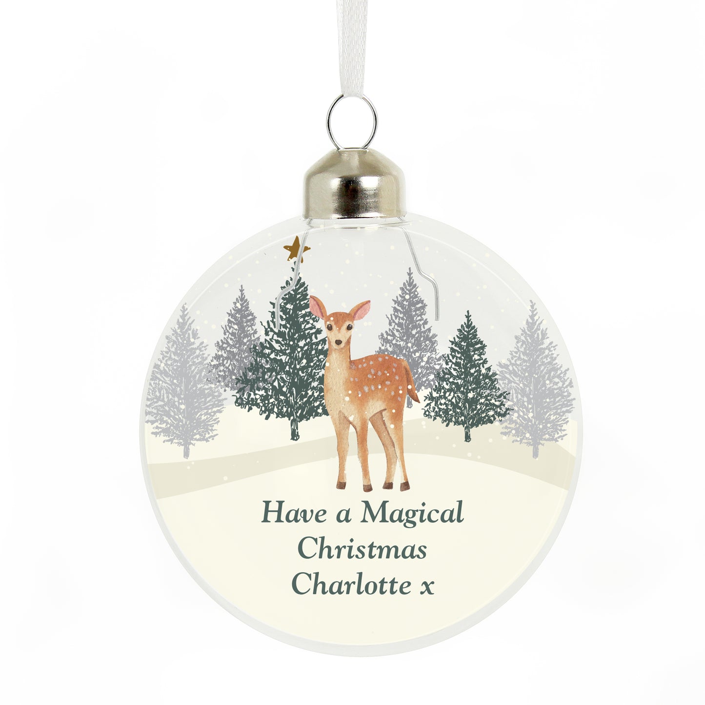 Personalised Christmas Deer Glass Bauble – Christmas Tree Keepsake Gift - image 4