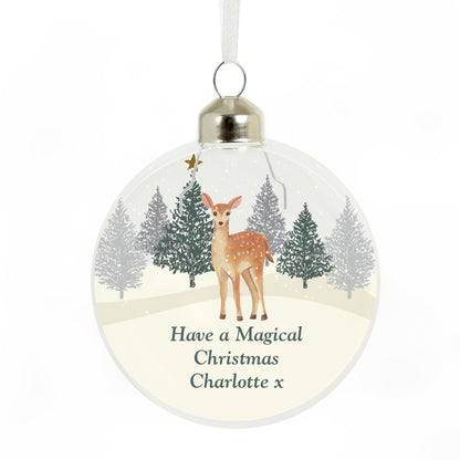 Personalised Christmas Deer Glass Bauble – Christmas Tree Keepsake Gift - image 4