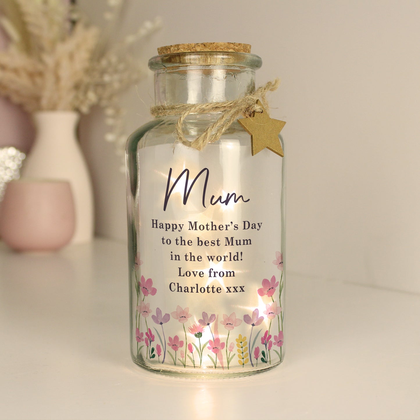 Personalised Floral LED Light Up Jar – Birthday Gift for Her - image 3