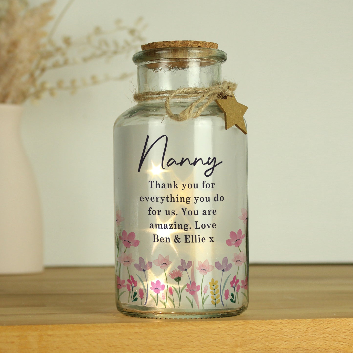 Personalised Floral LED Light Up Jar – Birthday Gift for Her - image 4