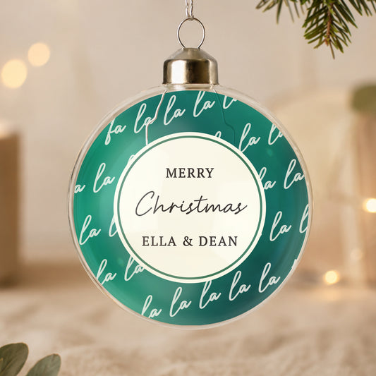 Personalised Fa La La Glass Bauble from Heartfelt Gifts