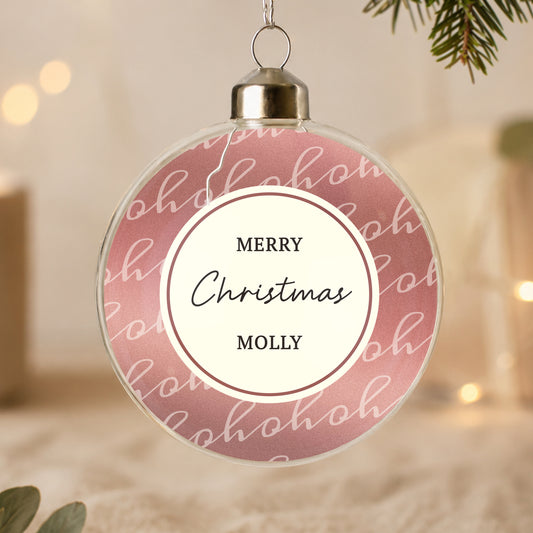 Personalised Ho Ho Ho Glass Bauble from Heartfelt Gifts