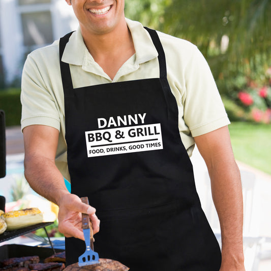 Personalised BBQ & Grill Black Apron from Heartfelt Gifts