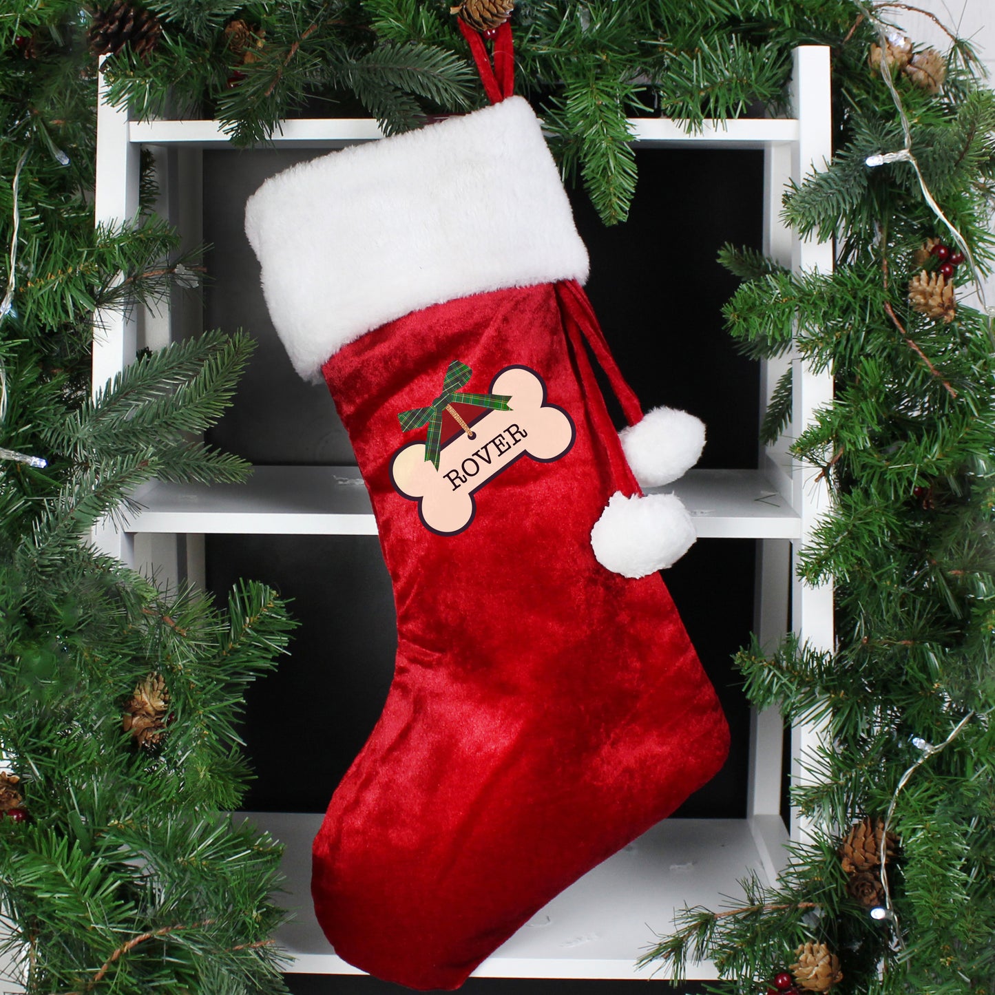 Personalised Dog Treats Luxury Red Stocking from Heartfelt Gifts