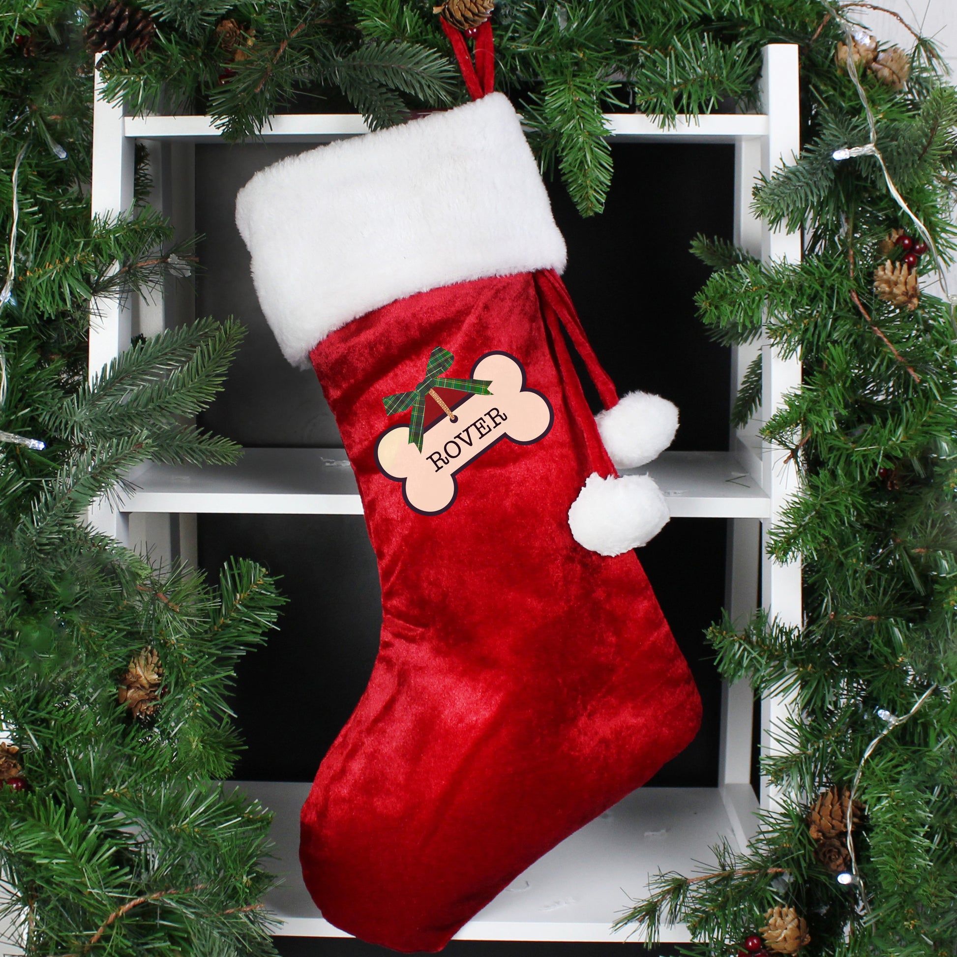 Personalised Dog Treats Luxury Red Stocking from Heartfelt Gifts