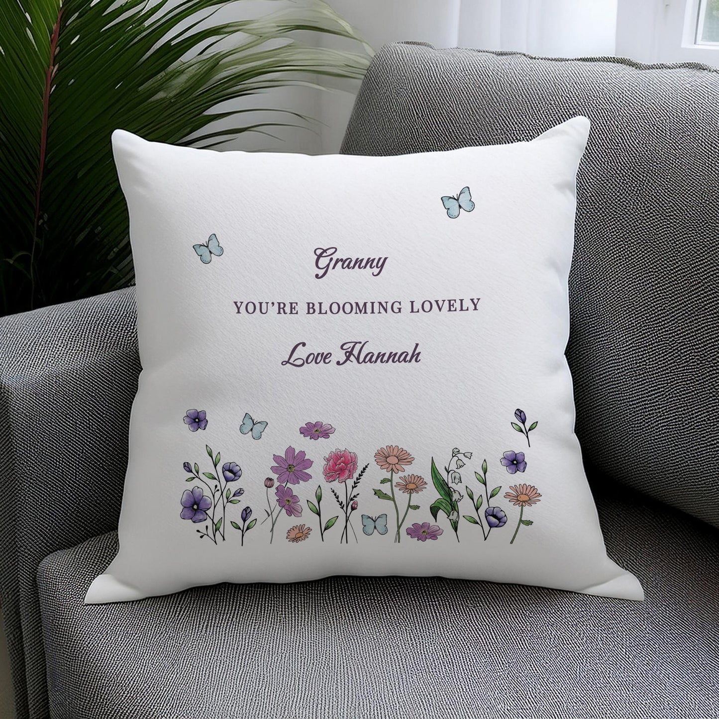 Personalised Wild Flowers Cushion from Heartfelt Gifts