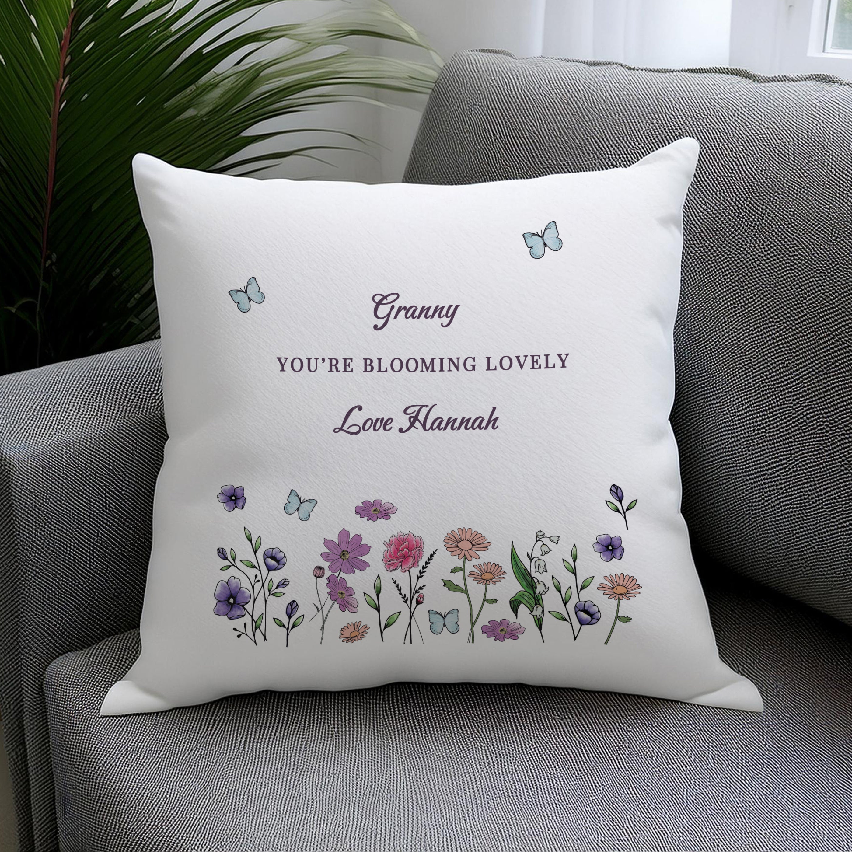 Personalised Wild Flowers Cushion from Heartfelt Gifts