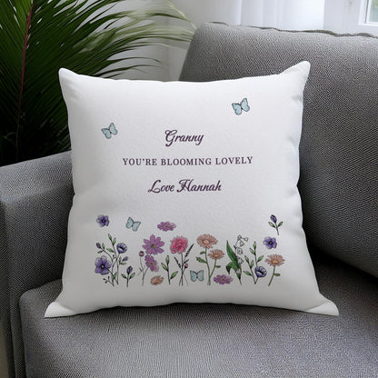 Personalised Wild Flowers Cushion from Heartfelt Gifts