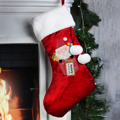 Personalised Santa Claus Luxury Red Stocking - image 3