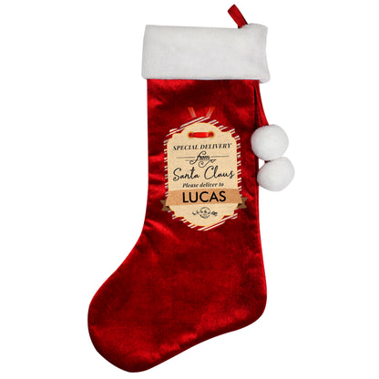 Personalised Special Delivery Luxury Red Stocking - image 3
