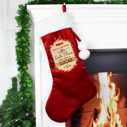 Personalised Special Delivery Luxury Red Stocking - image 4