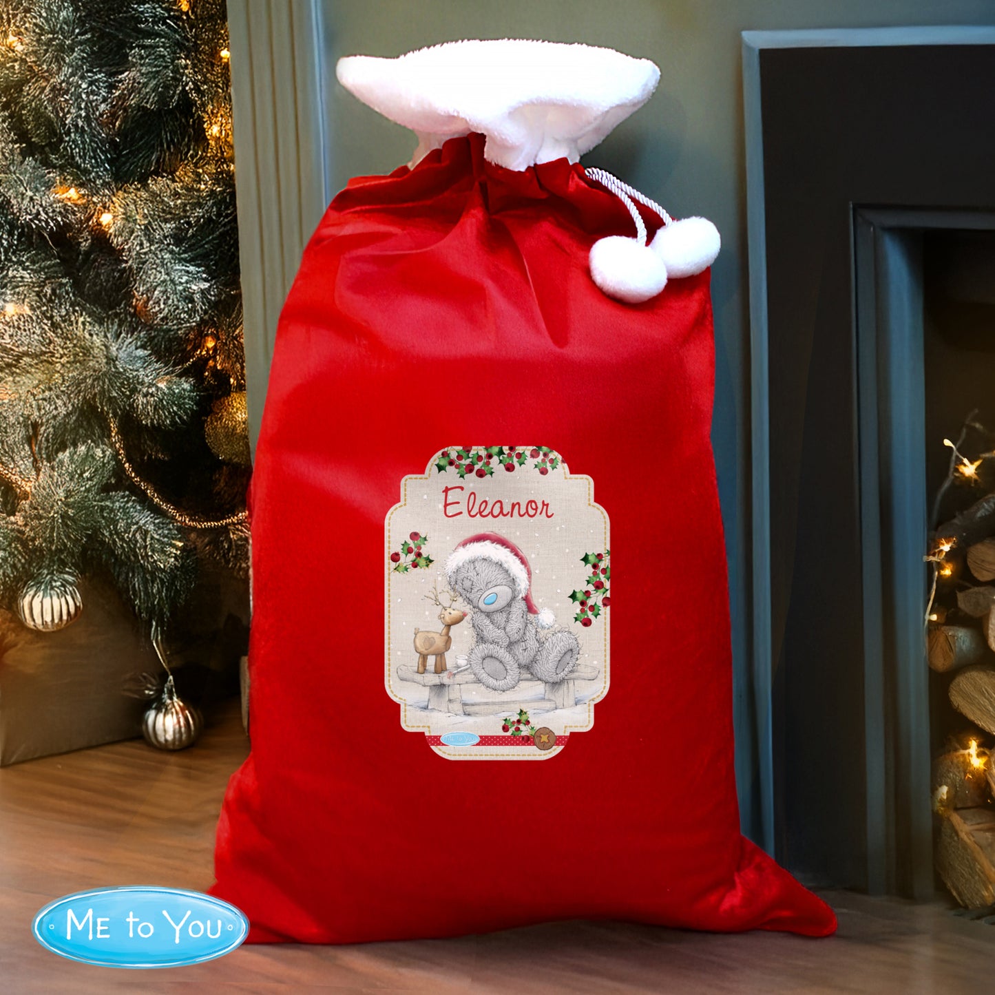 Personalised Me to You Reindeer Luxury Pom Pom Red Sack - image 2