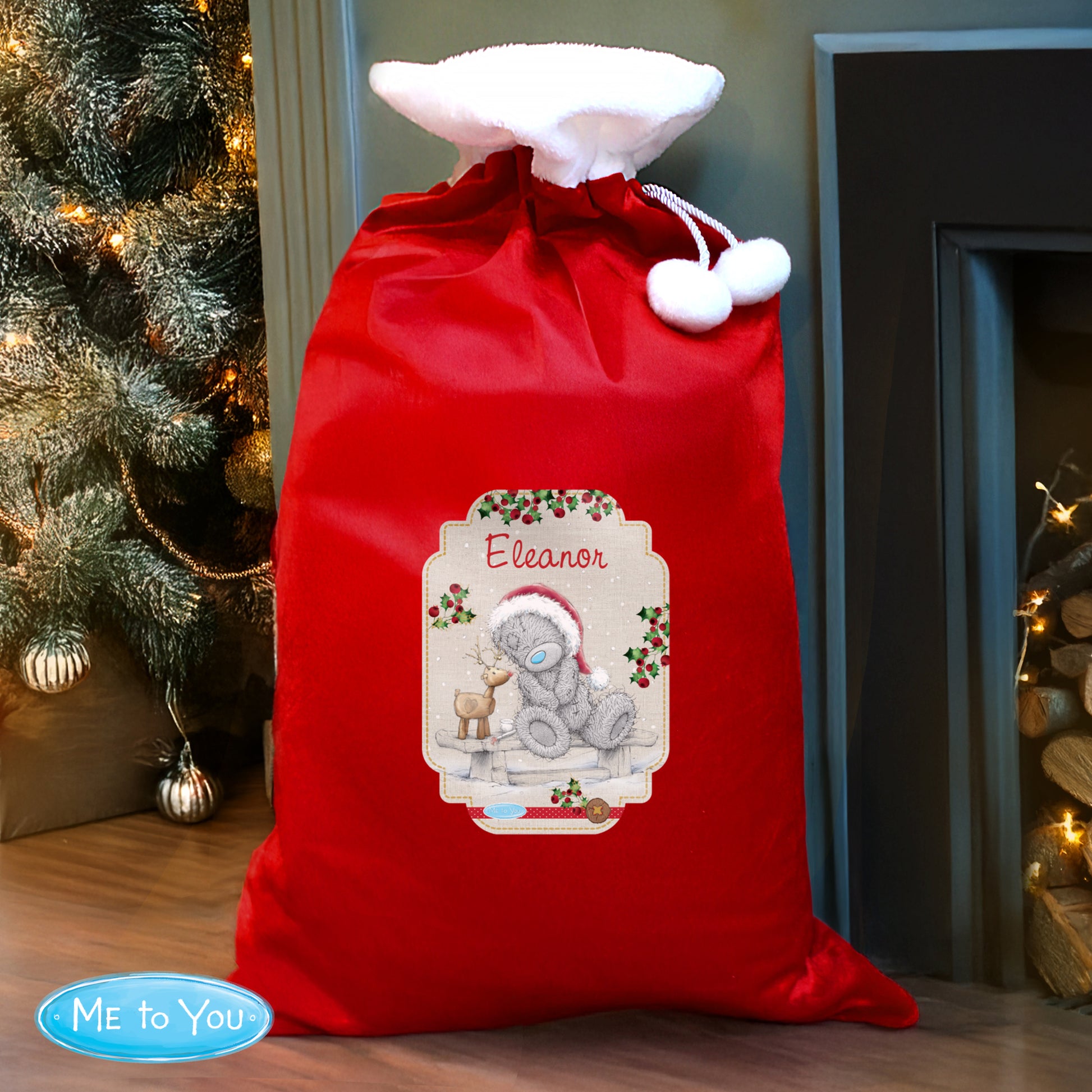 Personalised Me to You Reindeer Luxury Pom Pom Red Sack - image 2