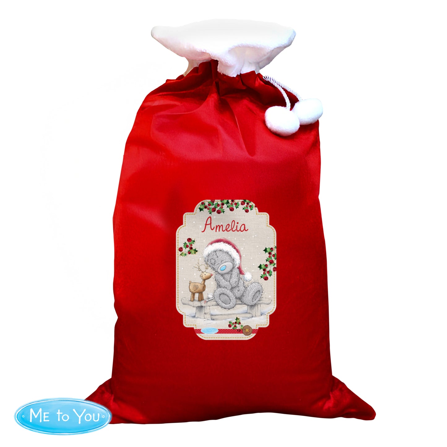Personalised Me to You Reindeer Luxury Pom Pom Red Sack - image 4