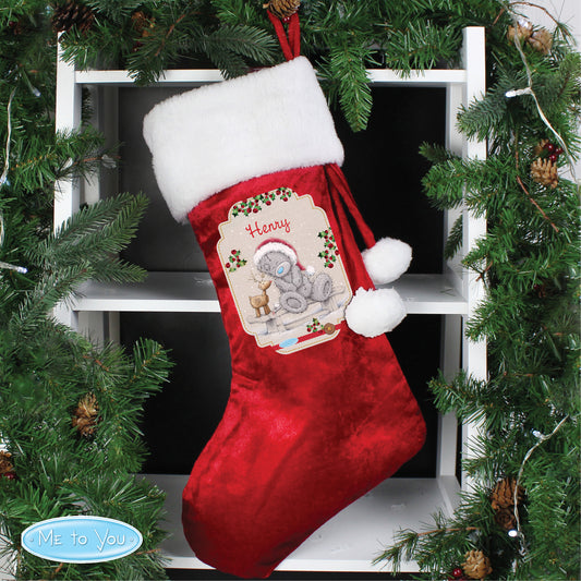 Personalised Me to You Reindeer Luxury Red Stocking from Heartfelt Gifts