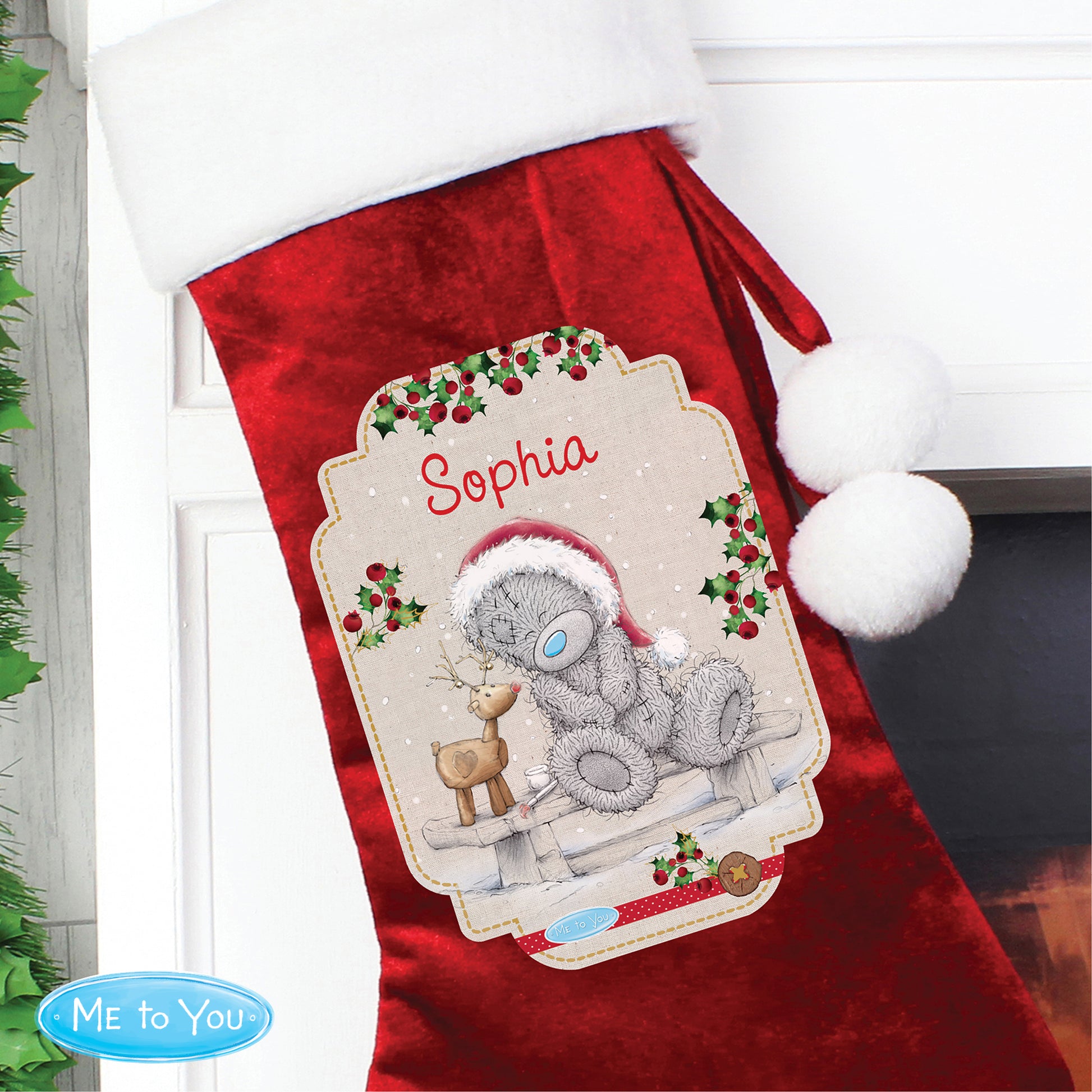 Personalised Me to You Reindeer Luxury Red Stocking - image 4