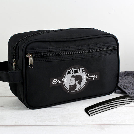 Personalised Beard Things Black Toiletry Bag from Heartfelt Gifts