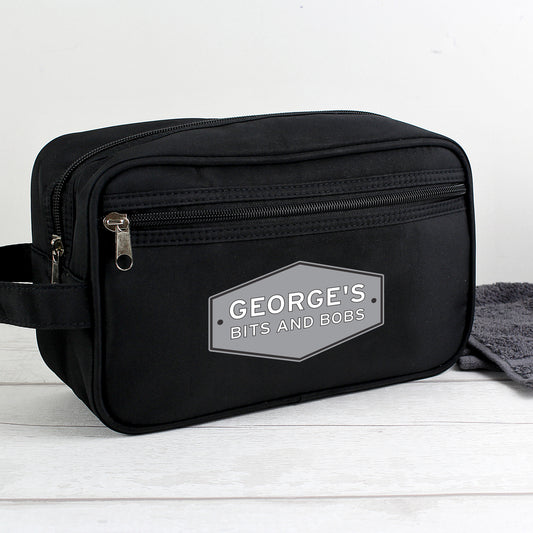 Personalised Plaque Black Toiletry Bag from Heartfelt Gifts