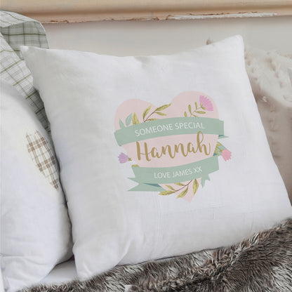 Personalised Floral Heart Mothers Day Cream Cushion - image 4
