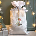 Personalised Rocking Horse Luxury Silver Grey Pom Pom Sack from Heartfelt Gifts