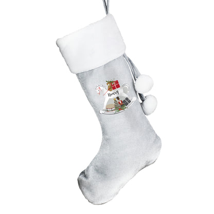 Personalised Rocking Horse Luxury Silver Grey Stocking - image 4