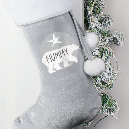Personalised Polar Bear Luxury Silver Grey Stocking - image 4