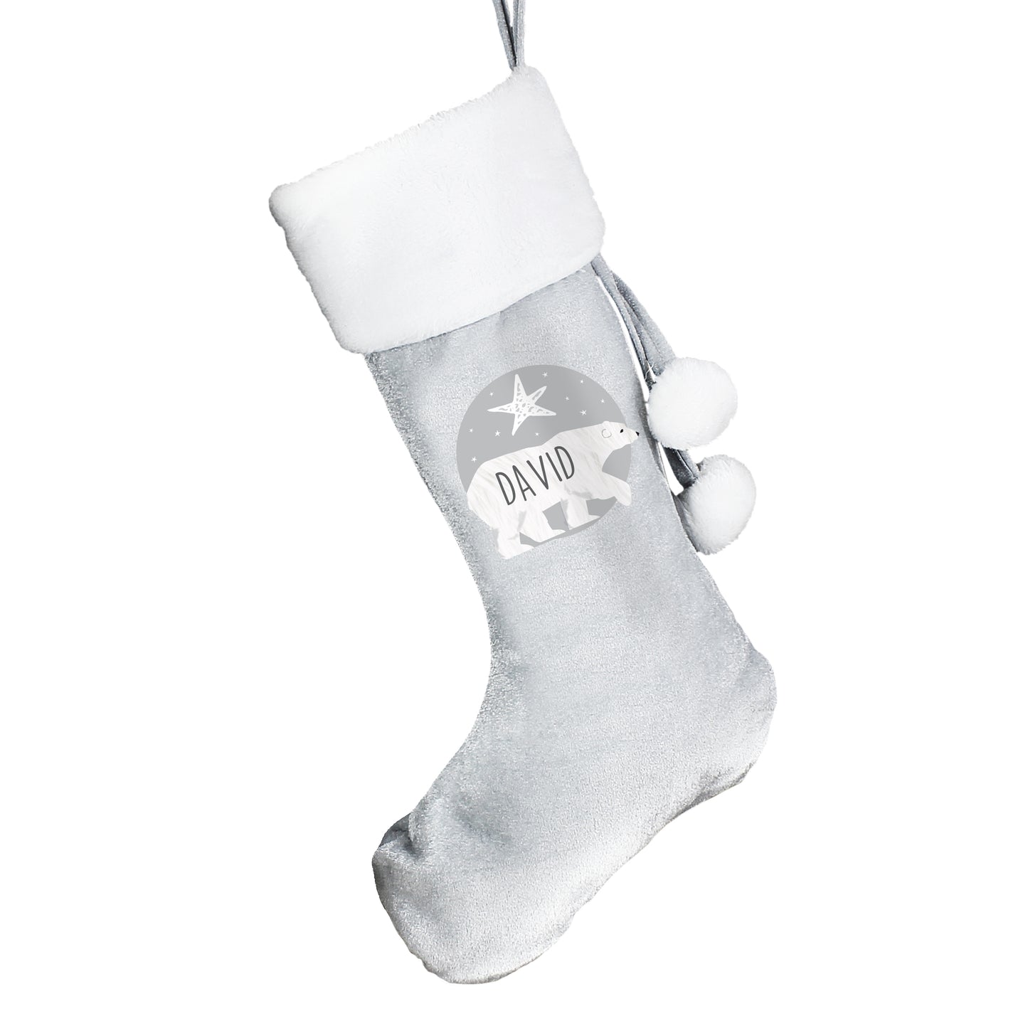 Personalised Polar Bear Luxury Silver Grey Stocking - image 5