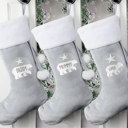 Personalised Polar Bear Luxury Silver Grey Stocking - image 6