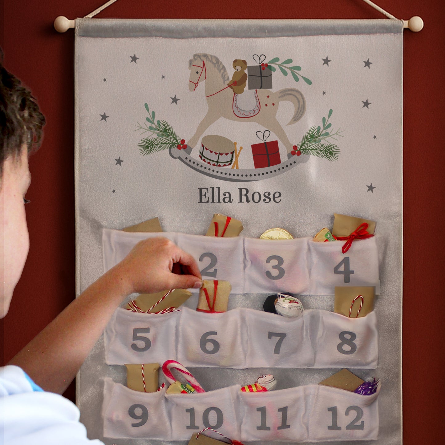 Personalised Rocking Horse Advent Calendar In Silver Grey - image 2