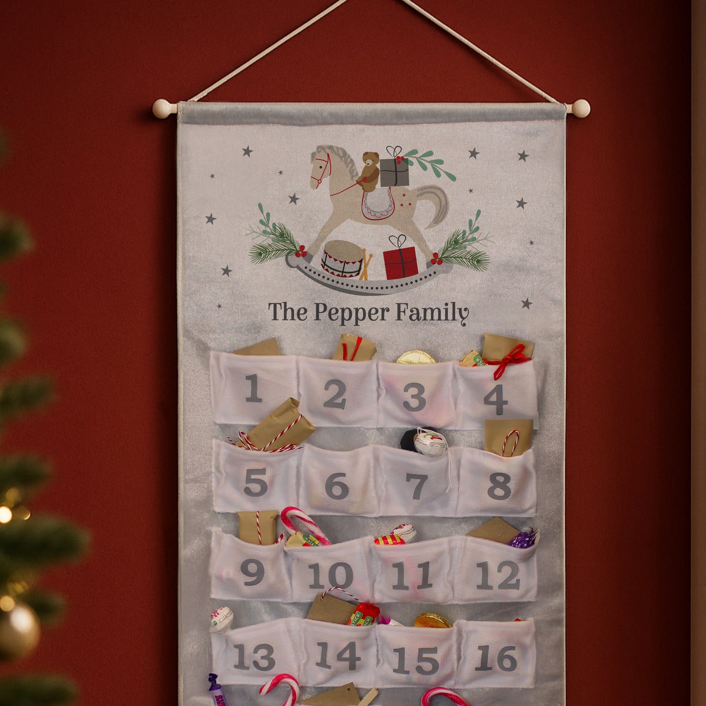 Personalised Rocking Horse Advent Calendar In Silver Grey - image 4