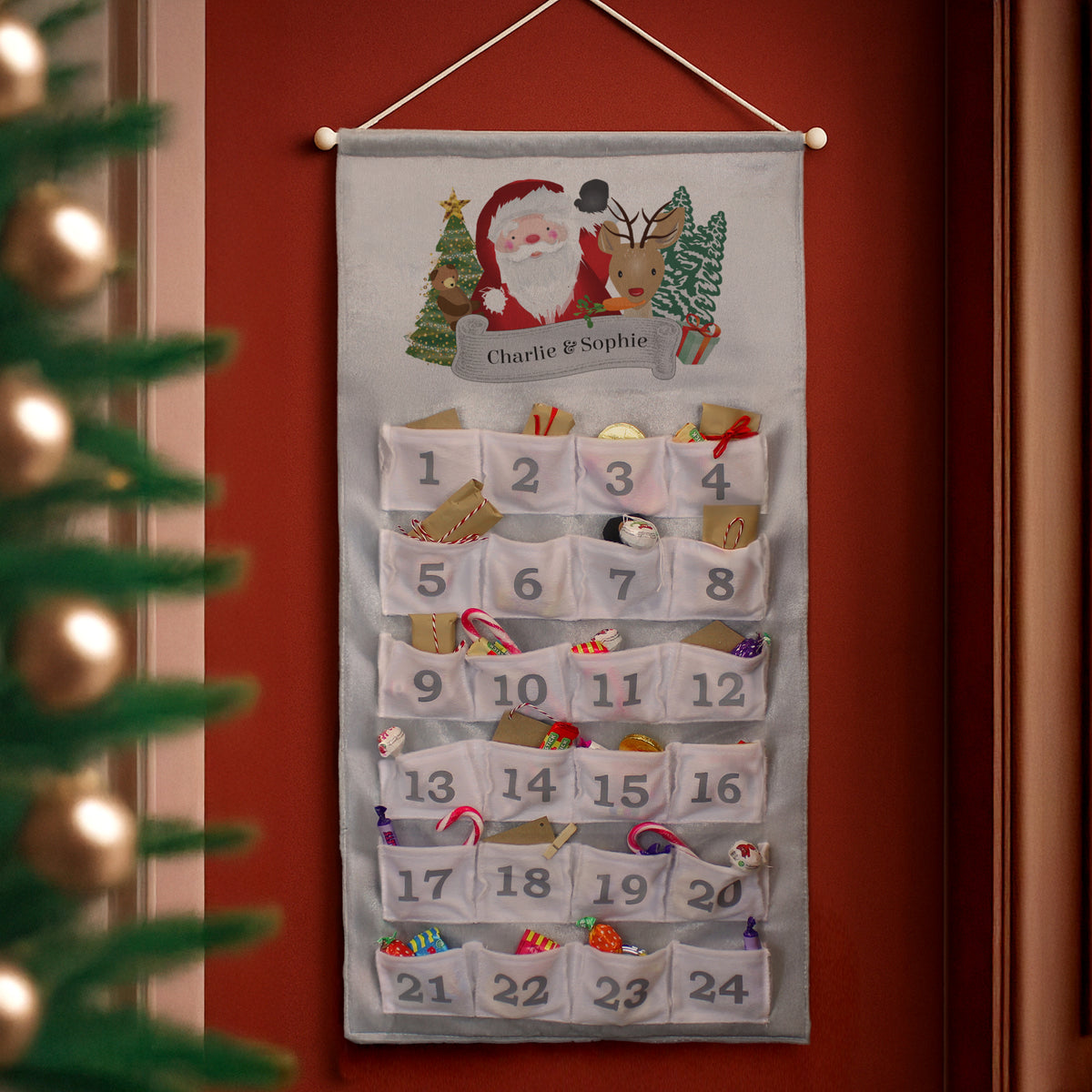 Personalised Santa Advent Calendar In Silver Grey from Heartfelt Gifts