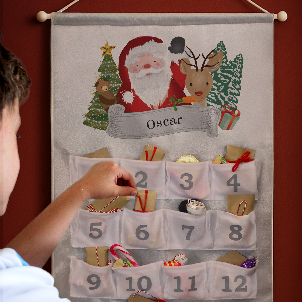 Personalised Santa Advent Calendar In Silver Grey - image 2